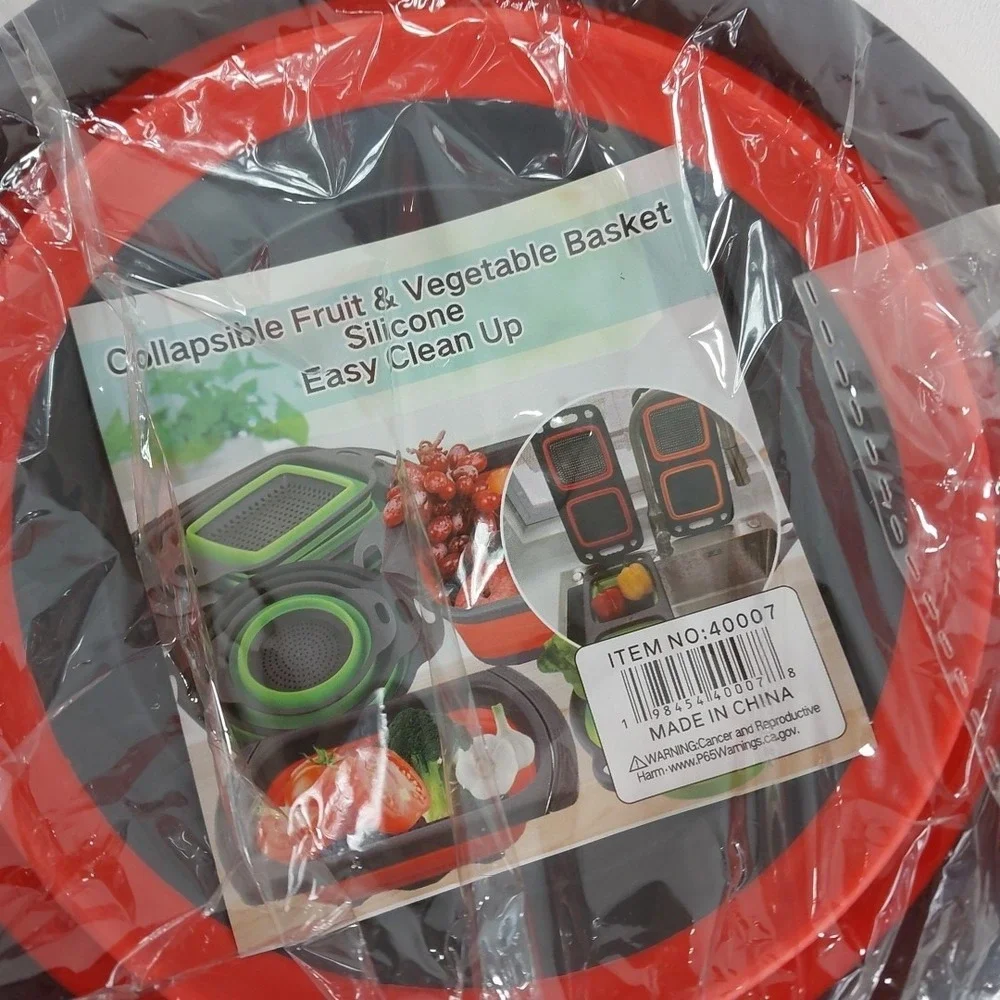 Hand-Held Silicone‎ Collapsible Strainer Colander Flat Storage